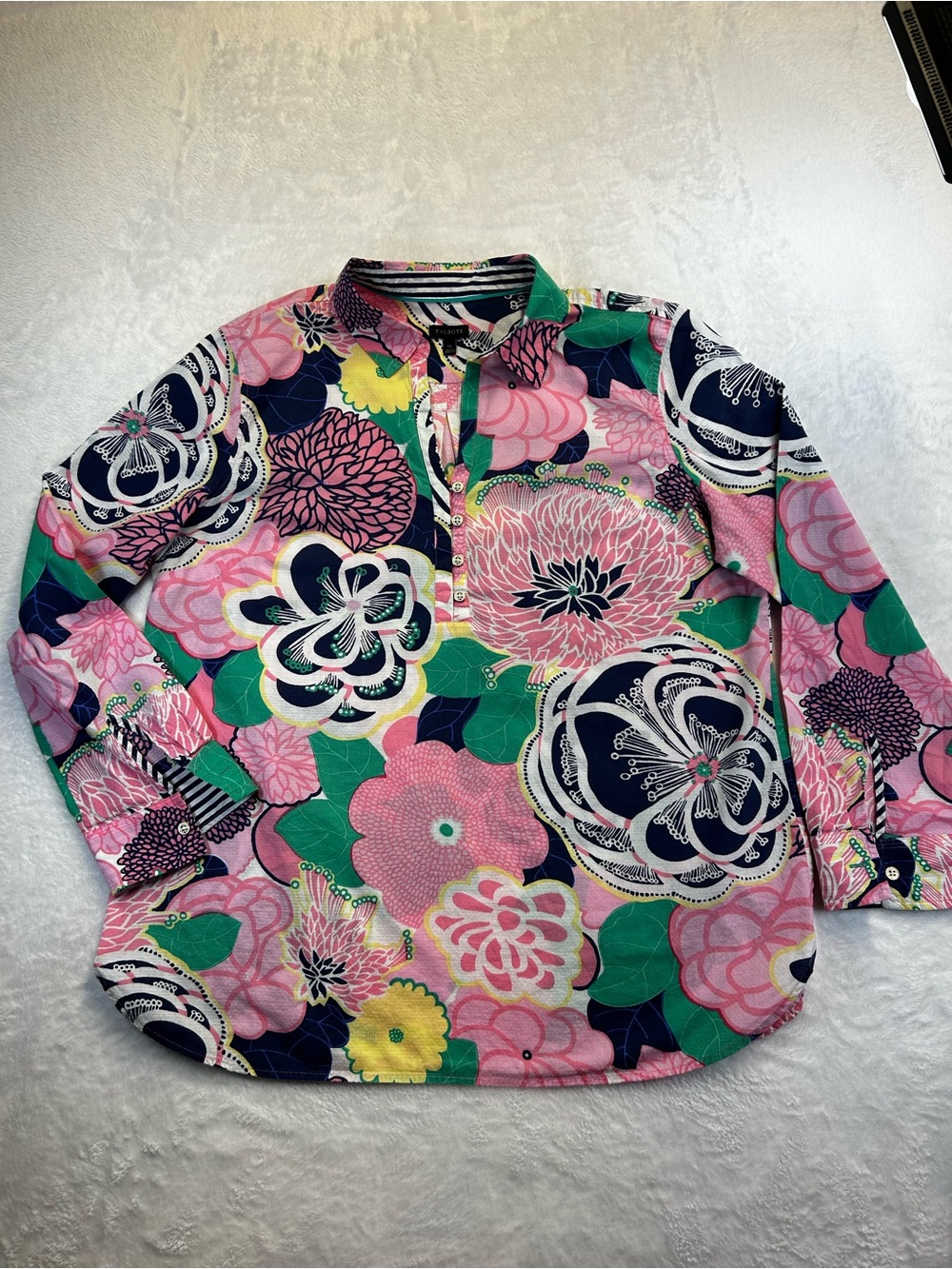 Talbots Pink Multi Floral Long-Sleeve Tunic XL